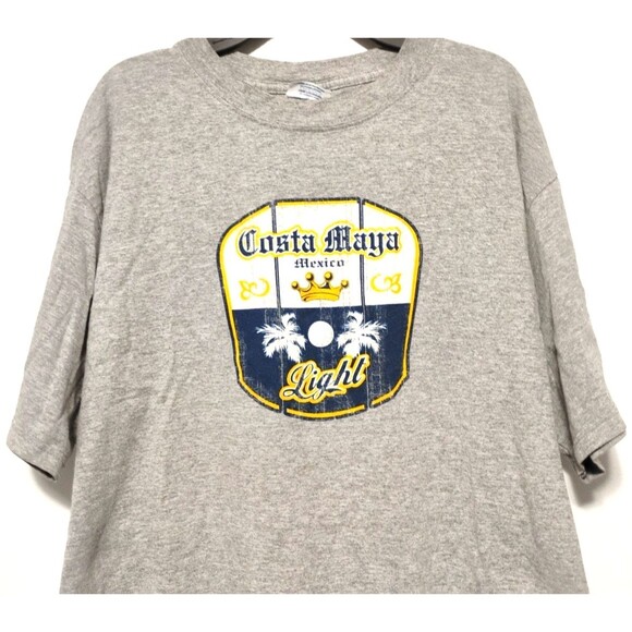 mens large gray shirt Costa Maya Mexico Short Sleeve Pullover logo lightweight - Picture 4 of 5